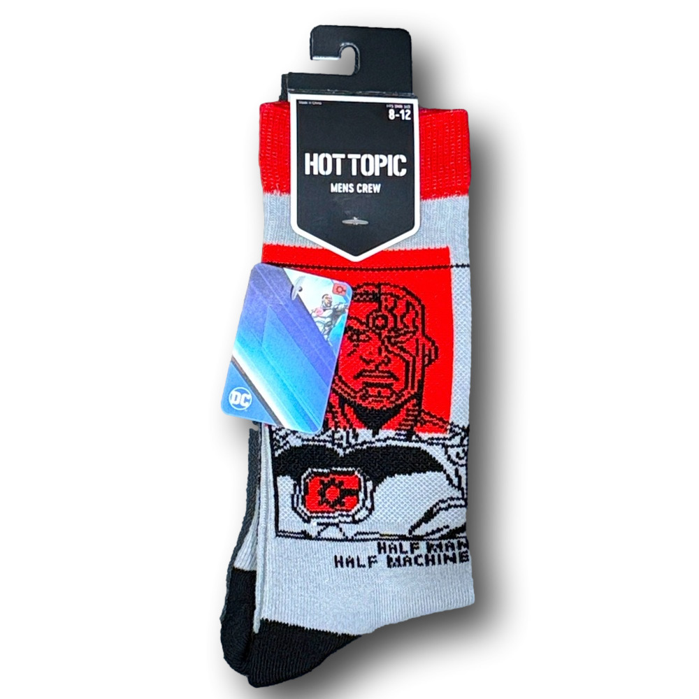 3/$20 DC Comics Cyborg Funny Novelty Crew Socks - NWT